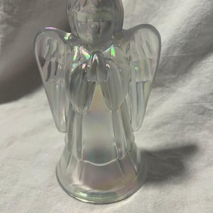 Vintage Fenton Iridescent Praying Angel Figure - signed