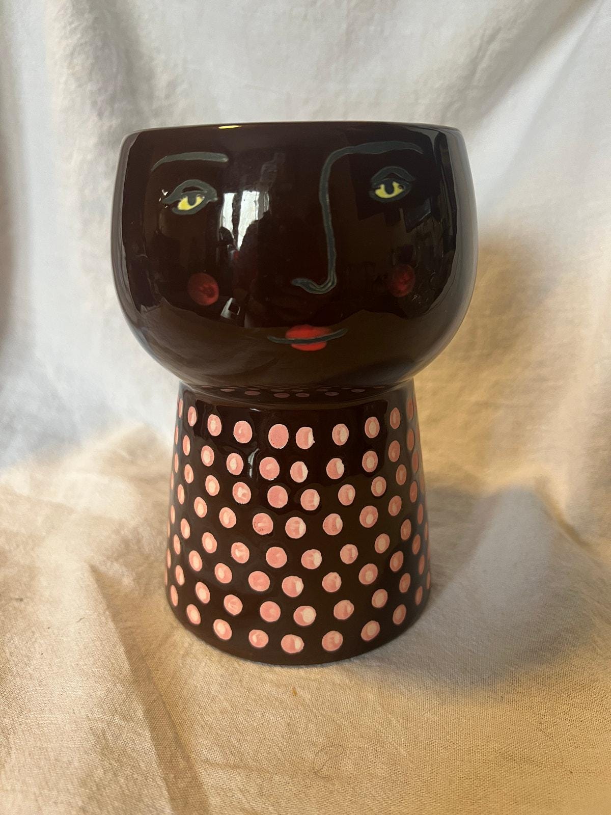 Opalhouse Accents Dark Brown Face Planter - chip on back near bottom