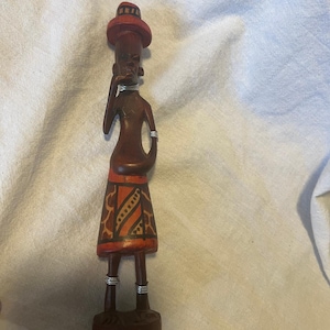 Vintage Hand Carved and Painted Wooden African Statue/Figurine - Maasai Man