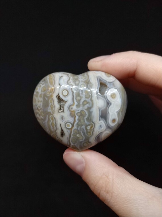 1.9" Orbicular Ocean Jasper Puffy Heart