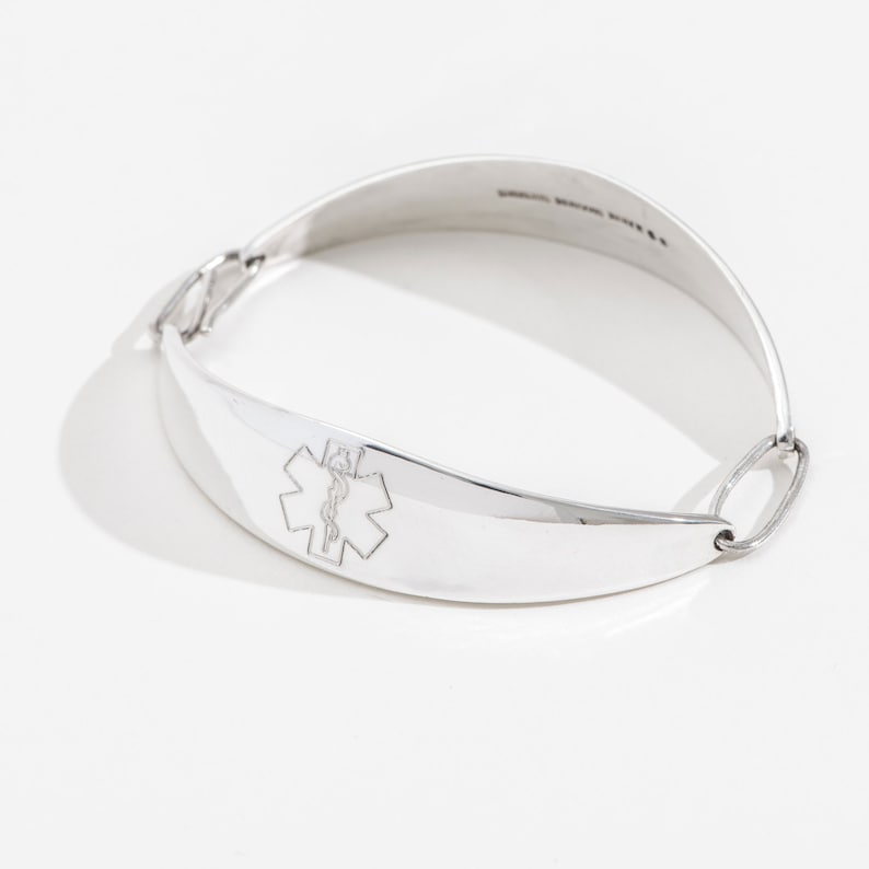 Sterling Silver Medical ID Bracelet Fashionable Medic Alert Jewelry for