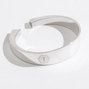 Medical Alert Bracelet For Women | Stylish Sterling Silver Medical ID Bangle For Women