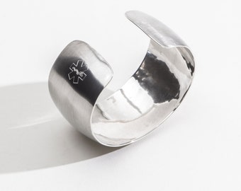 Elegant Medical Bracelet | Sterling Silver Cuff |  Engravable Women's ID Jewelry