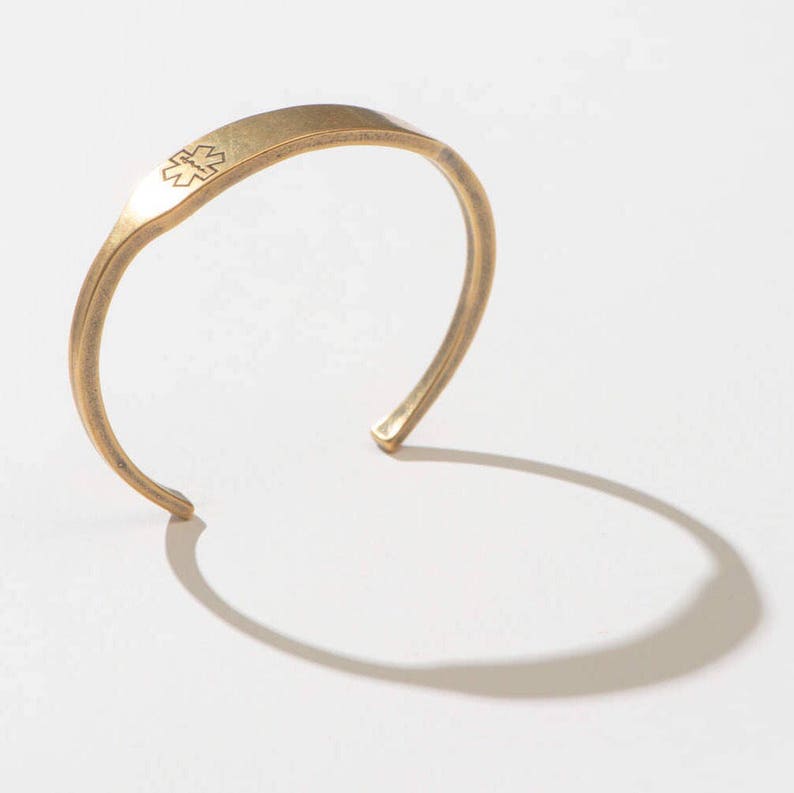 Emergency Alert Bracelet Stylish Bronze Medic Alert Cuff Etsy