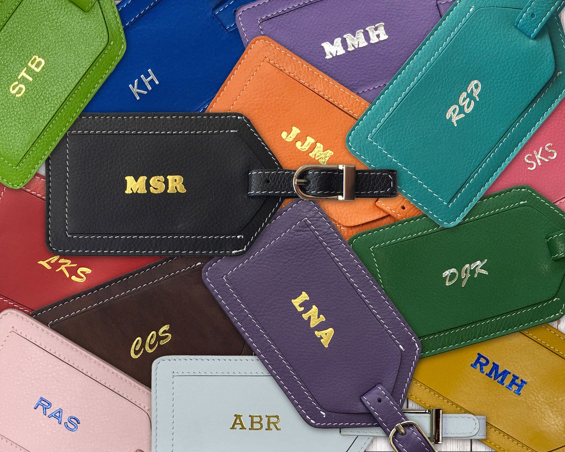 Personalized Leather Luggage Tag Monogram Luggage Tag Custom Etsy
