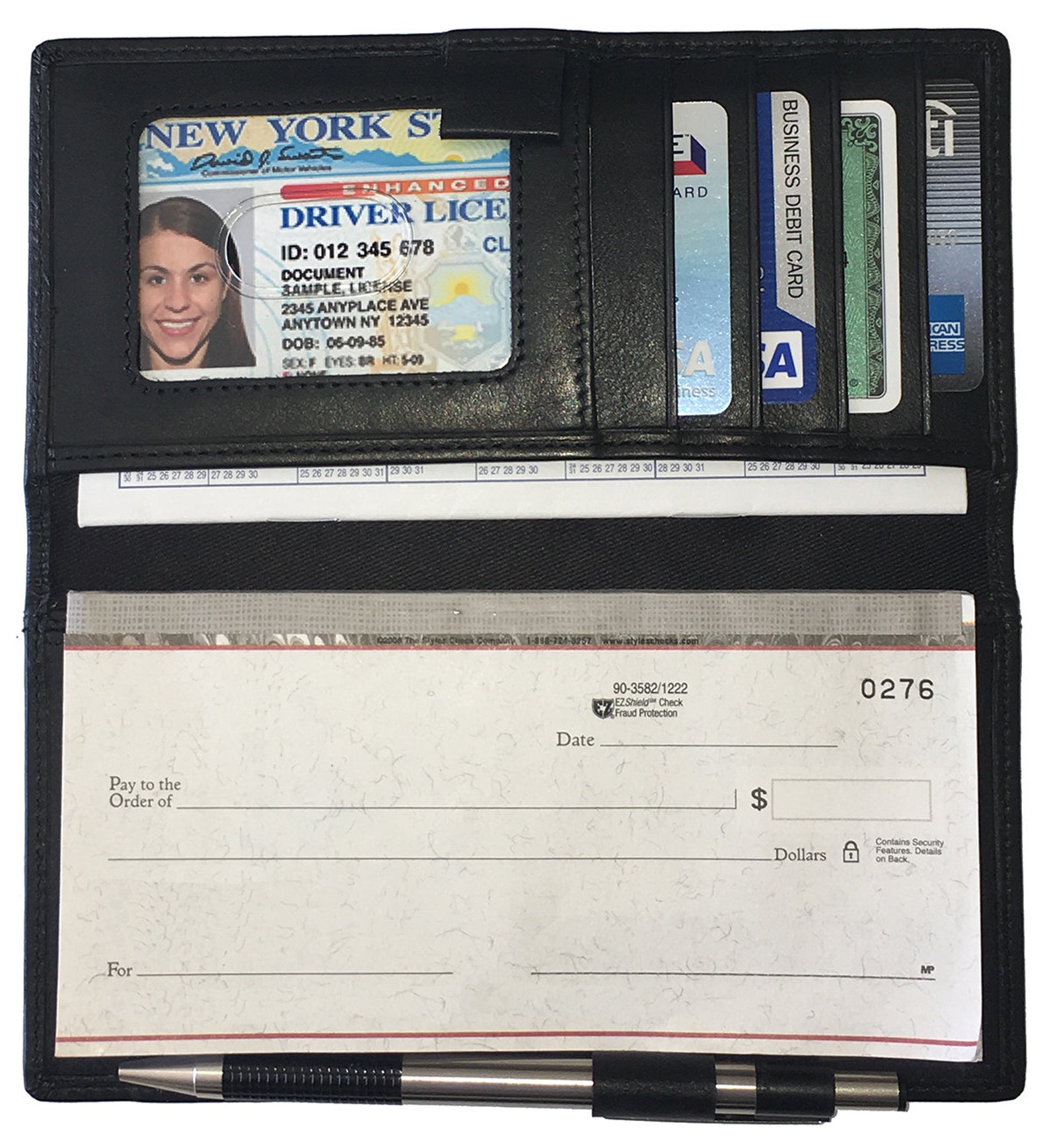Personalized Leather Checkbook Cover: RFID Blocking With Credit Card ...