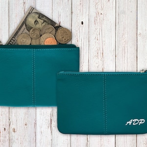 Monedero de cuero RFID personalizado, monedero con llavero y cremallera, para mujer, hombre y niño.