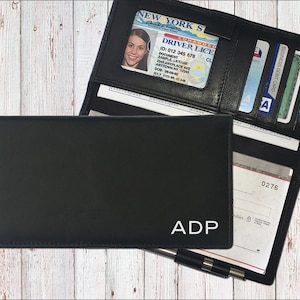Funda de chequera personalizada, funda de cuero para chequera, billetera para chequera, para hombre y mujer, porta chequera, estuche para chequera