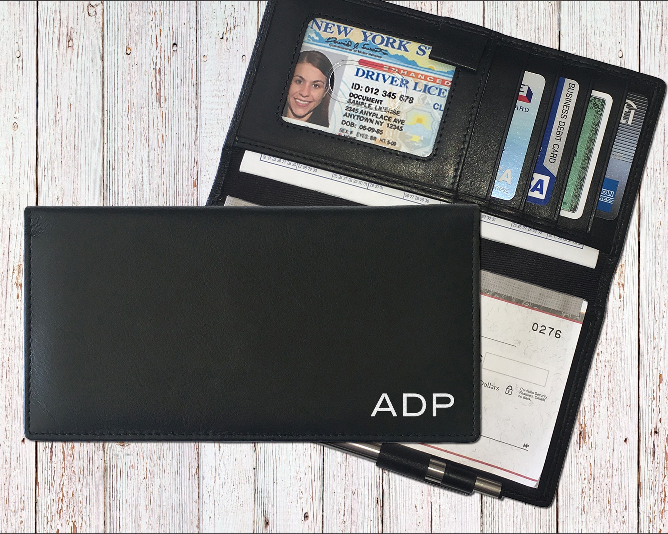 Personalized Leather Checkbook Cover: Rfid Blocking with Credit Card…