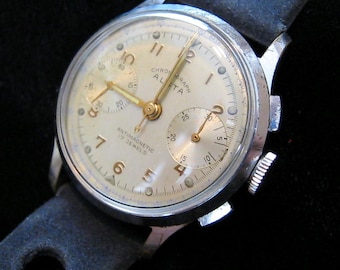 Handsome & Super Cool 1940&#39;s &#39;ALSTA&#39; Chronograph Wristwatch