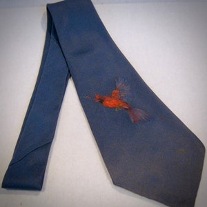 Corbata con diseño "Cardinal" de los años 40, pintada a mano y muy moderna