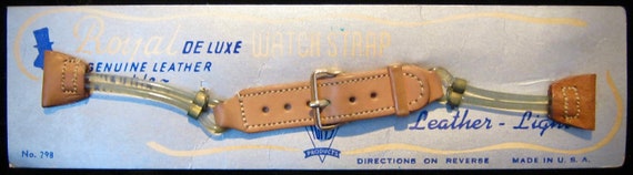 RARE NOS 1930's Art Deco 'Leather Light' Watchband - image 1