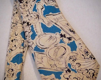 Crepe & Cool Vintage 1940&#39;s &#39;French Revival&#39; Necktie