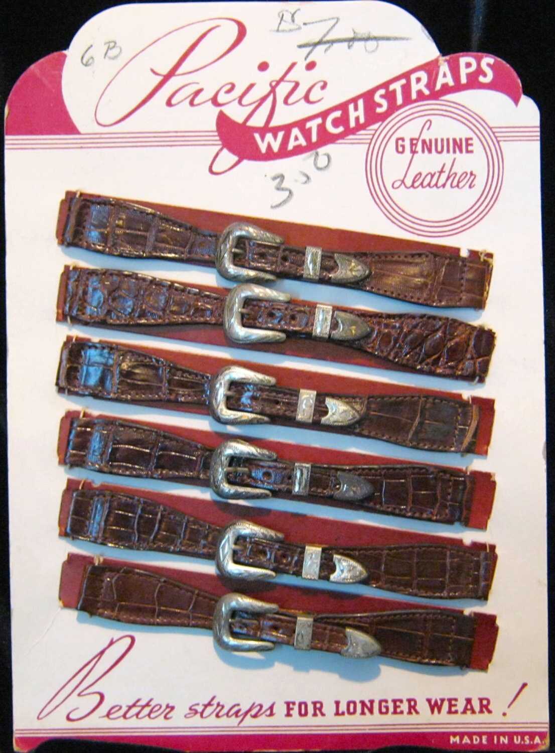 ULTRA RARE 1940's Vintage 'Alligator & Sterling Silver' Watchband Display