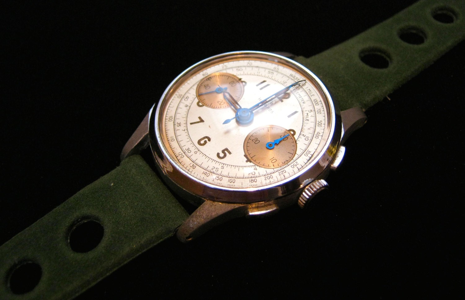Vintage & Great Patina 1940's Helbros 'Chronograph' Wristwatch