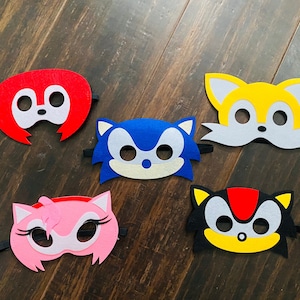 Sonic the Hedgehog and Friends inspired masks. Birthday Party Favors. Costume ~ Dress up.