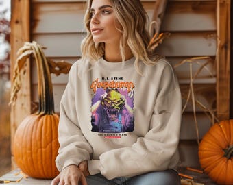 Goosebumps Haunted Mask Sweatshirt | R.L. Stine Horror Book Crewneck | Vintage 90s Goosebumps Shirt | Spooky Halloween Sweater