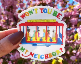Mister Rogers Neighborhood Trolley Vinyl Sticker