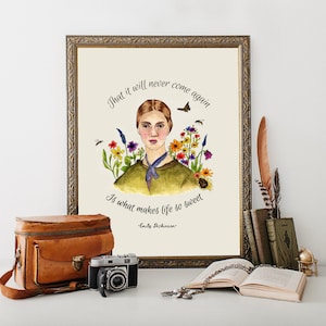 Emily Dickinson Art Print, Poetry Quote Poster, Inspirational Wall Decor
