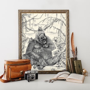 Koko Love Gorilla Giclee Art Print | Gorilla Artwork | Nature Lover Gift | Animal Lover Gift | Zoology Gift