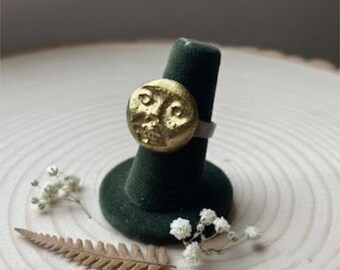 Man in the Moon Face Ring, Celestial Stacking Ring, Simple Dainty Gift