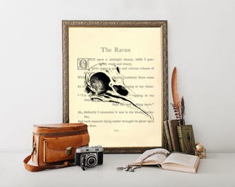 The Raven Edgar Allan Poe Wall Art, Literary Wall Decor, Bookish Gift