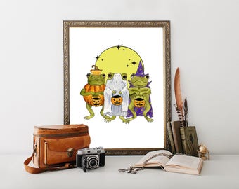 Halloween Frosch Druck: Süßes oder Saures Kröten Kunstwerk