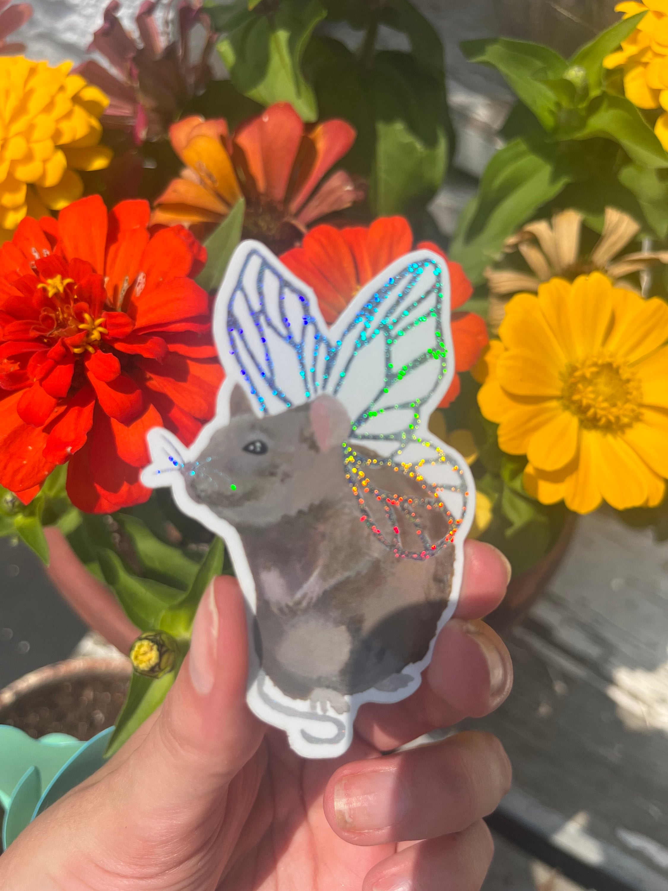 Cottagecore Fairy Mouse Sticker, Butterfly Rat Decal, Whimsical ...