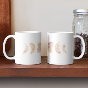 Pink Moon Phases Celestial Coffee Mug, Lunar Tea Cup, Astronomy Moon Phase Mug