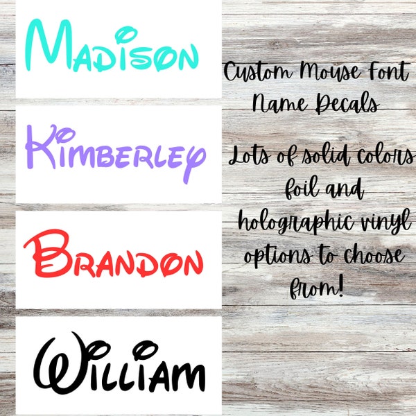 Mouse Font Name Decal, Personalized Name Decal, Mouse Font Name Sticker, Walt Font Decal, Mouse Inspired Name Tags labels, Walt Font Name