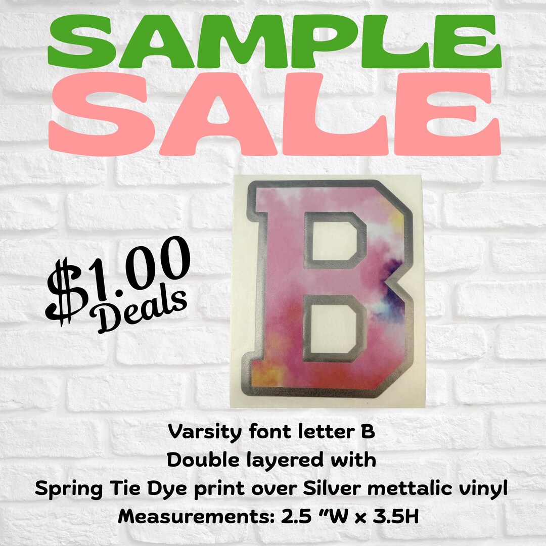 Sample Decals Sample Sale Vinyl Decal, Ready to Ship Decal Sticker, Varsity Letter B ...