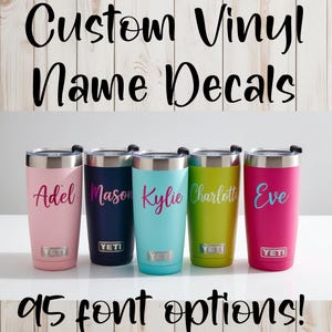 Custom Name Decal, Vinyl Name Sticker, Yeti Tumbler Name Decal, Stanley Stickers, Decals For Cups, Wedding Decals, School Supply Labels