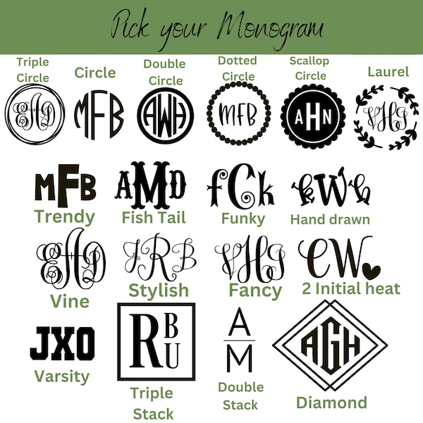 Custom Monogram Decal Sticker, Vinyl Car Monogram, Yeti Tumbler Monogram Decal,  Cell Phone Monogram Decal, Monogram Sticker, Peppy Monogram