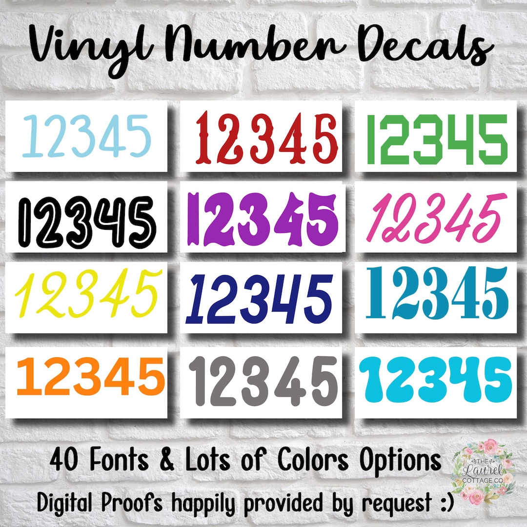 Custom Number Decals, Vinyl Number Stickers, Carpool Window Numbers ...