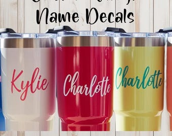 Custom Vinyl Script Name Decal, Calligraphy Style Word Decals, Personalized Labels, Name Stickers, Tumblers, Water Bottles, Wine Glasses