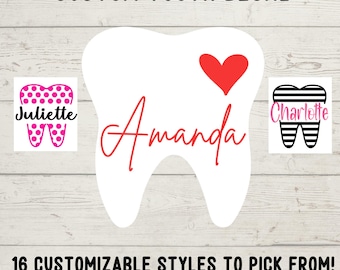 Personalized Tooth Vinyl Decal, Dental Hygienist Gift, Dental office Stickers, Personalized Tooth Tumbler Decal, Tooth Monogram