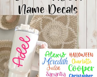 Custom NEON Name Decal, Personalized Vinyl Name Sticker, Fluorescent Decal For Tumblers, Water Bottle Decal, Name Labels For Back To School