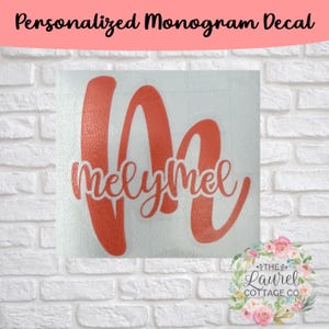 Custom Monogram Vinyl Decal, Water Resistant, Vinyl Sticker, Personalized Monograms, Custom Initial Sticker, Tumbler Name Label