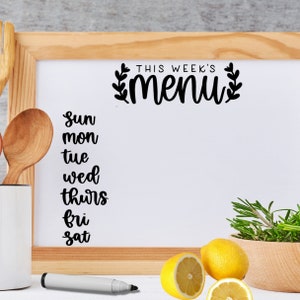 Weekly Menu Vinyl Decal | Weekly Meal Planning MENU Sticker | Chalkboard Menu Decal For Kitchen Sign | DIY Menu Board Sign | Home Meal Plan