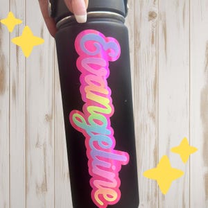 Layered OMBRE Rainbow Vinyl Name Decal, Pastel Rainbow Script Name Sticker, Holographic Vinyl  Decal, Tumbler, Water Bottle, Laptop, Labels