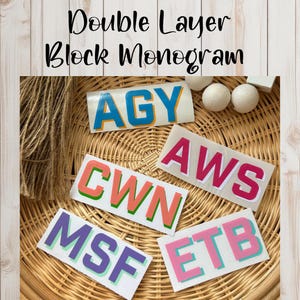 Double layered Monogram Decal, Shadow Block Monogram Decal, Preppy Monogram Vinyl Sticker for Luggage, Phone Case, Laptop, Tumbler Monogram
