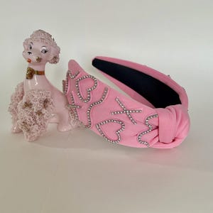 Top Knot Pink Headband, Knotted Headband, Love Crystals Headband, Elegant Headband, Pink Headband, Glamours Top Knot Pink Headband.