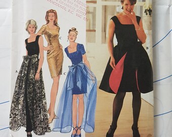 Vintage Sewing Pattern/Little Black Dress/Over Skirt/Party Dress/ UNCUT
