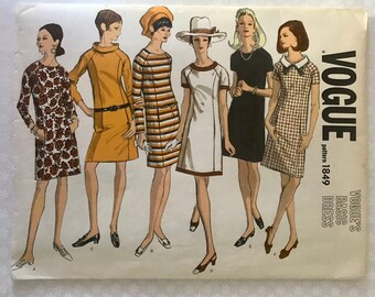 Vogue Vintage Sewing Paper Pattern, Dress Pattern, Block Pattern, Factory Folded