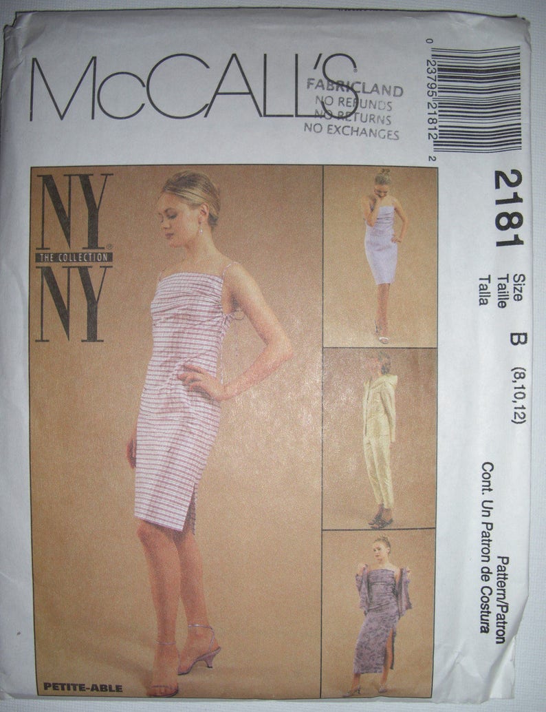 McCall's New York NY Sewing Pattern Dress in Two Lengths/Top/Hoodie/Jacket/Pants and Skirt UNCUT image 1