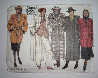 Vogue Pattern Winter/Fall/Spring Coat Vintage 1985  ( UnCut)