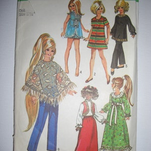 Vintage Doll Clothes Simplicity Sewing Pattern for 17 1/2 inch Doll 70's/Bohemian/Mod/Rock Star image 1