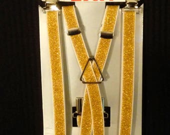 Gold Glitter Suspenders 5/8"