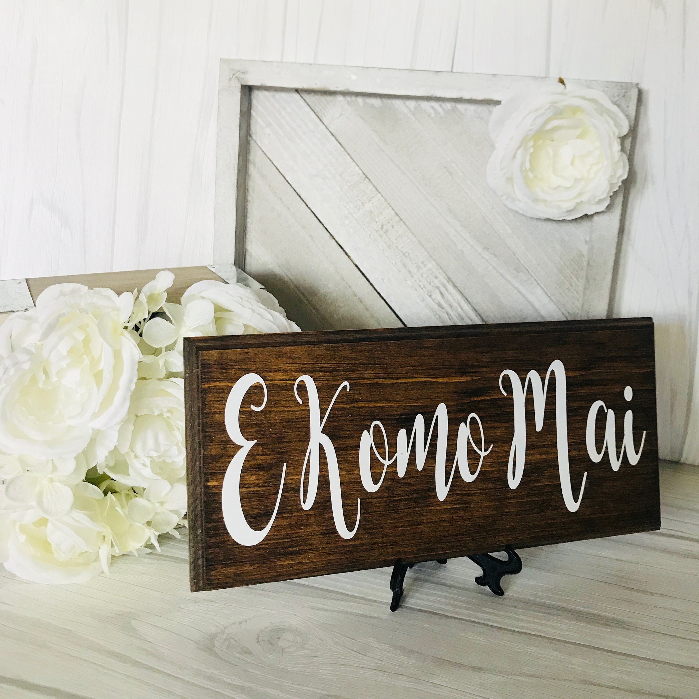 E Komo Mai Welcome Come In Wood Sign Hawaii Saying Stained | Etsy