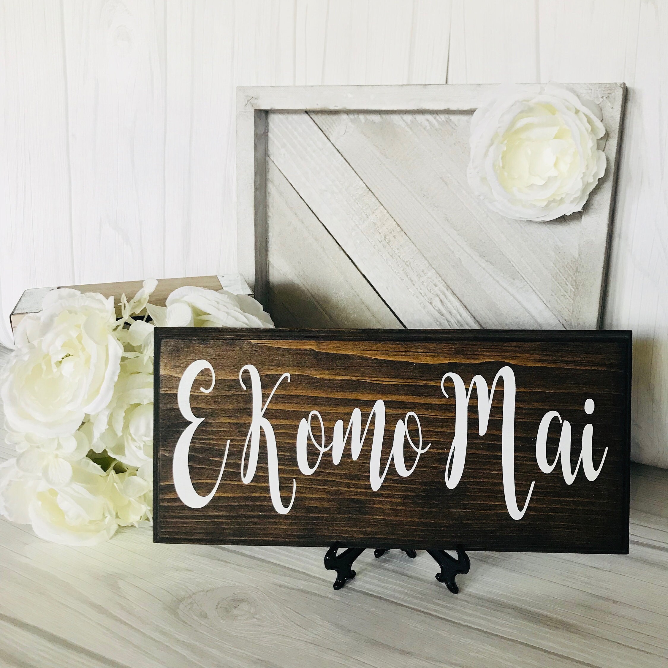 E Komo Mai Welcome Come In Wood Sign Hawaii Saying Stained | Etsy